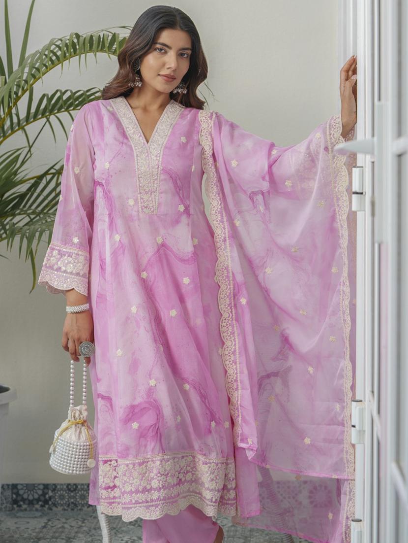 women printed long sleeve kurta pant with dupatta set - 21985517 - Standard Image - 2