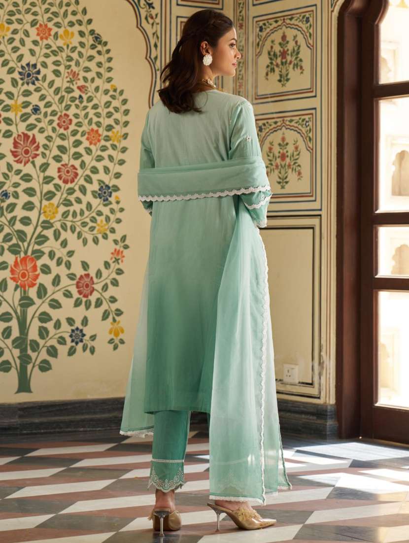 women ombre three quarter sleeve kurta pant with dupatta set - 21985532 - Standard Image - 2