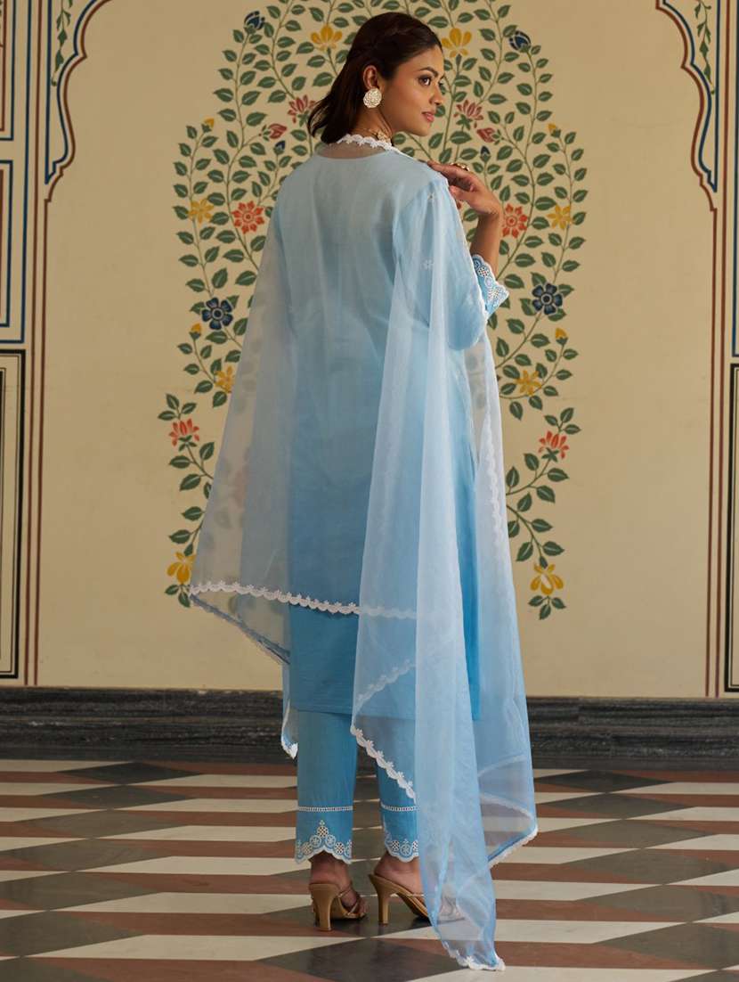 women ombre three quarter sleeve kurta pant with dupatta set - 21985533 - Standard Image - 2