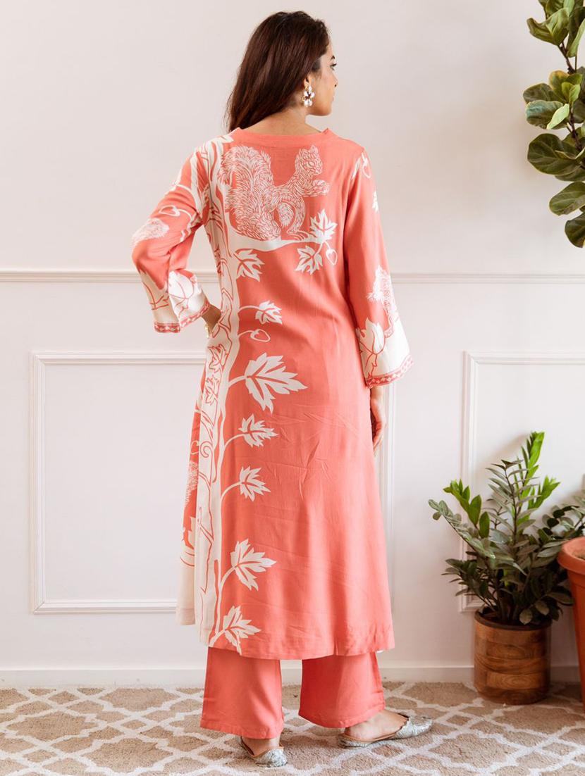women printed long sleeve kurta pant set - 21985544 - Standard Image - 2