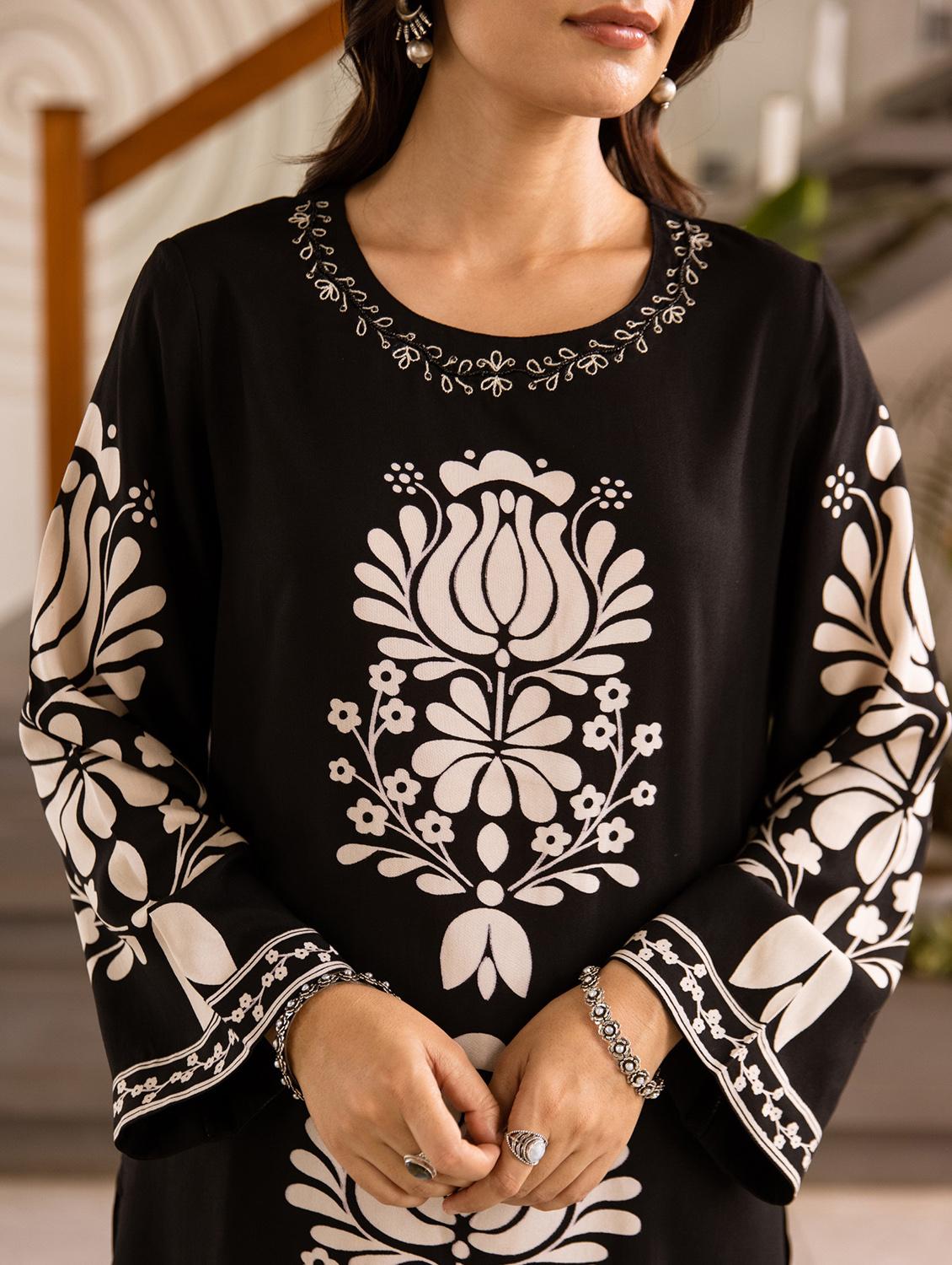 women printed long sleeve kurta palazzo set - 21985571 - Standard Image - 2