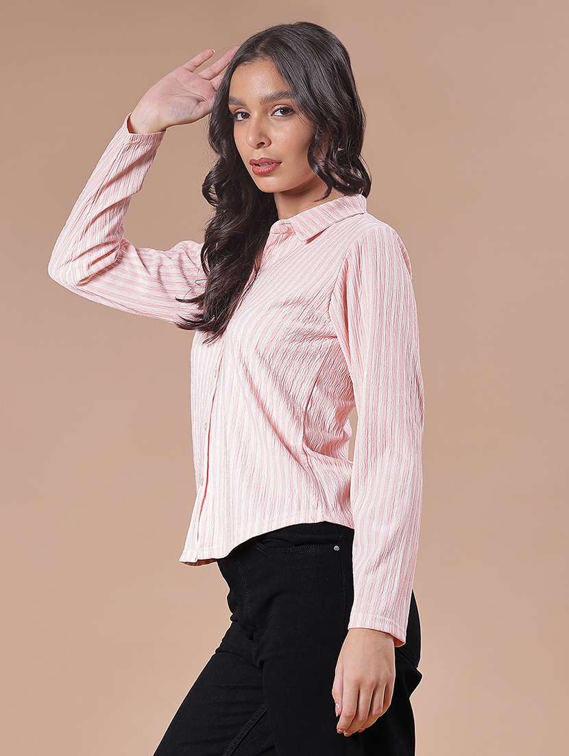 women striped collared long sleeve regular fit shirt - 21985717 -  Standard Image - 2