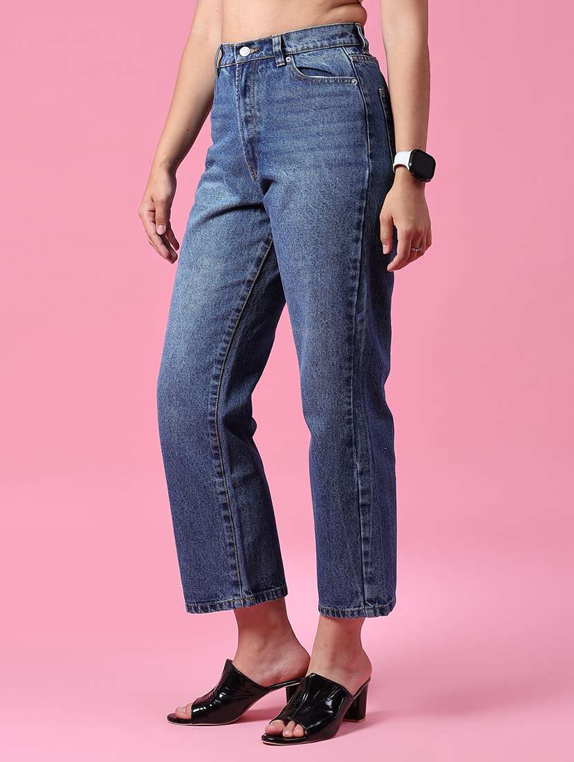 women washed mid rise straight fit jeans - 21985752 -  Standard Image - 2