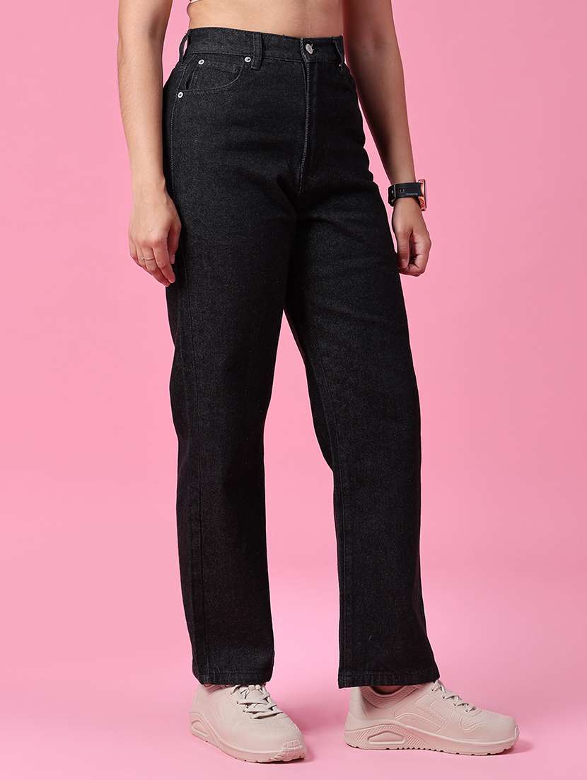 women plain mid rise straight fit jeans - 21985753 - Standard Image - 2