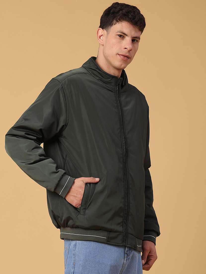 Men Solid Long Sleeve Bomber Jacket - 21985787 -  Standard Image - 2