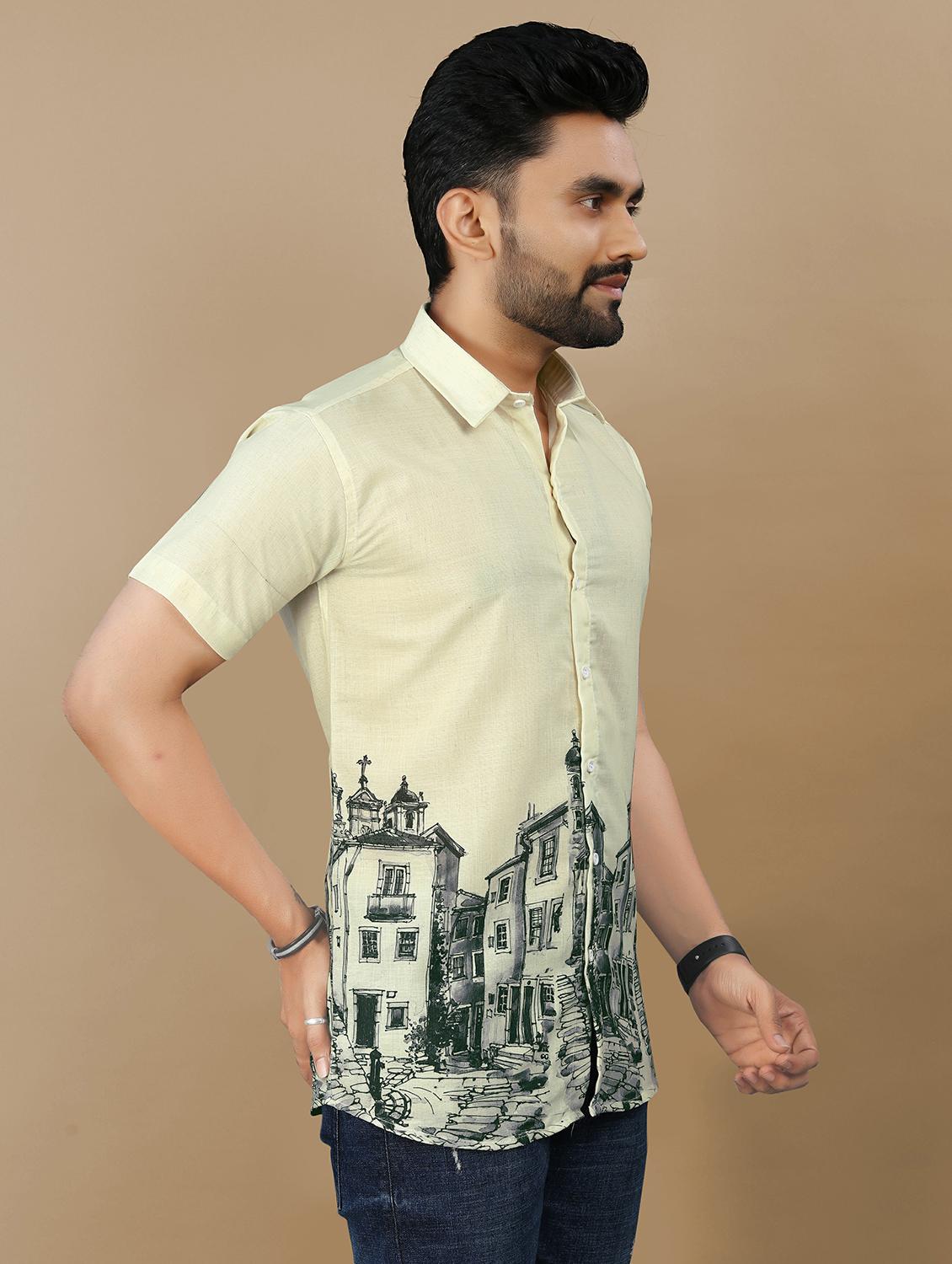 green cotton casual shirt - 21985953 - Standard Image - 2