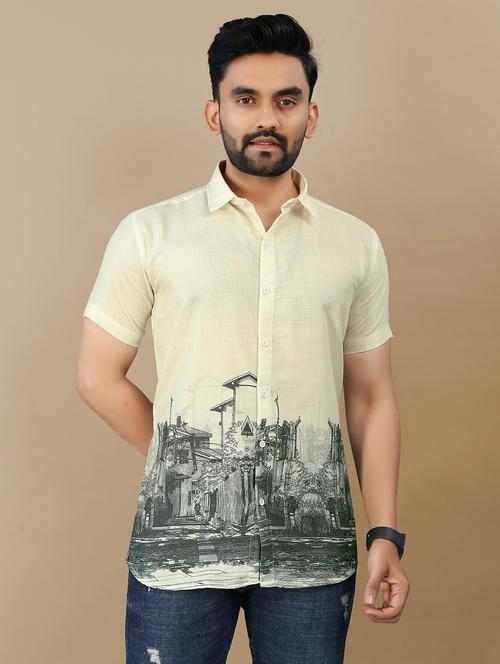men printed short sleeve regular fit casual shirt - 21985954 - Standard Image - 0