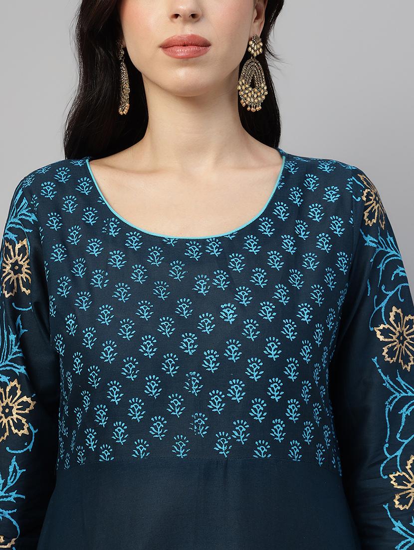 women printed three quarter sleeve anarkali kurta - 21985960 - Standard Image - 7