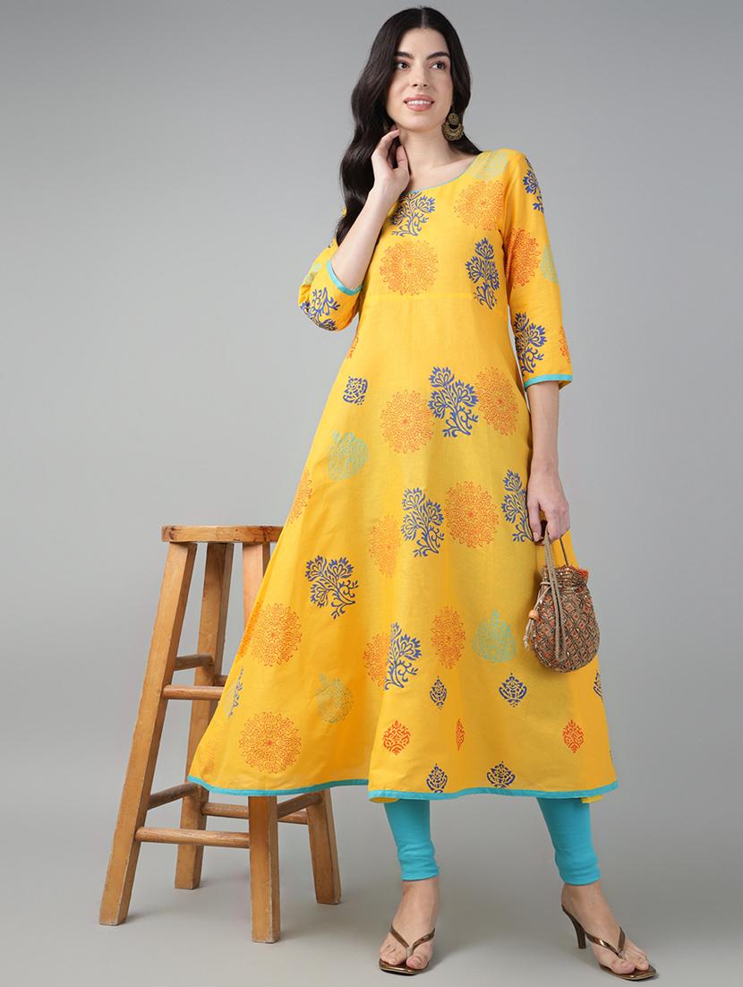 women printed three quarter sleeve a-line kurta - 21985964 - Zoom Image - 0