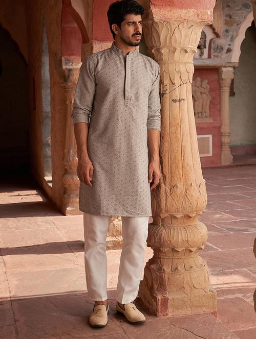 men embroidered long sleeve kurta and pyjama set - 21985991 -  Standard Image - 0