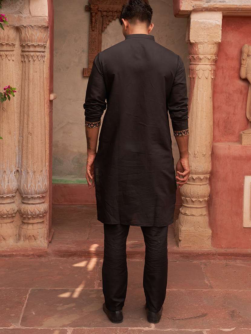 men embroidered long sleeve kurta and pyjama set - 21985994 - Standard Image - 2