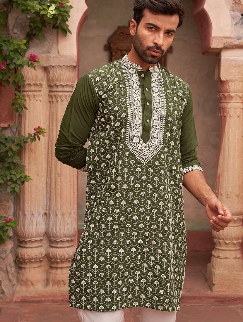 men embroidered long sleeve kurta and pyjama set - 21985999 -  Standard Image - 2