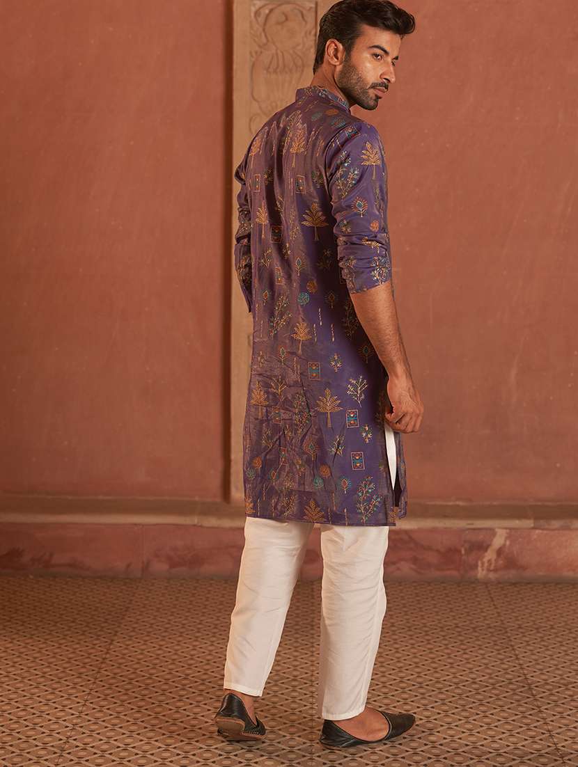 men embroidered mandarin collar kurta and pyjama set - 21986000 -  Standard Image - 2