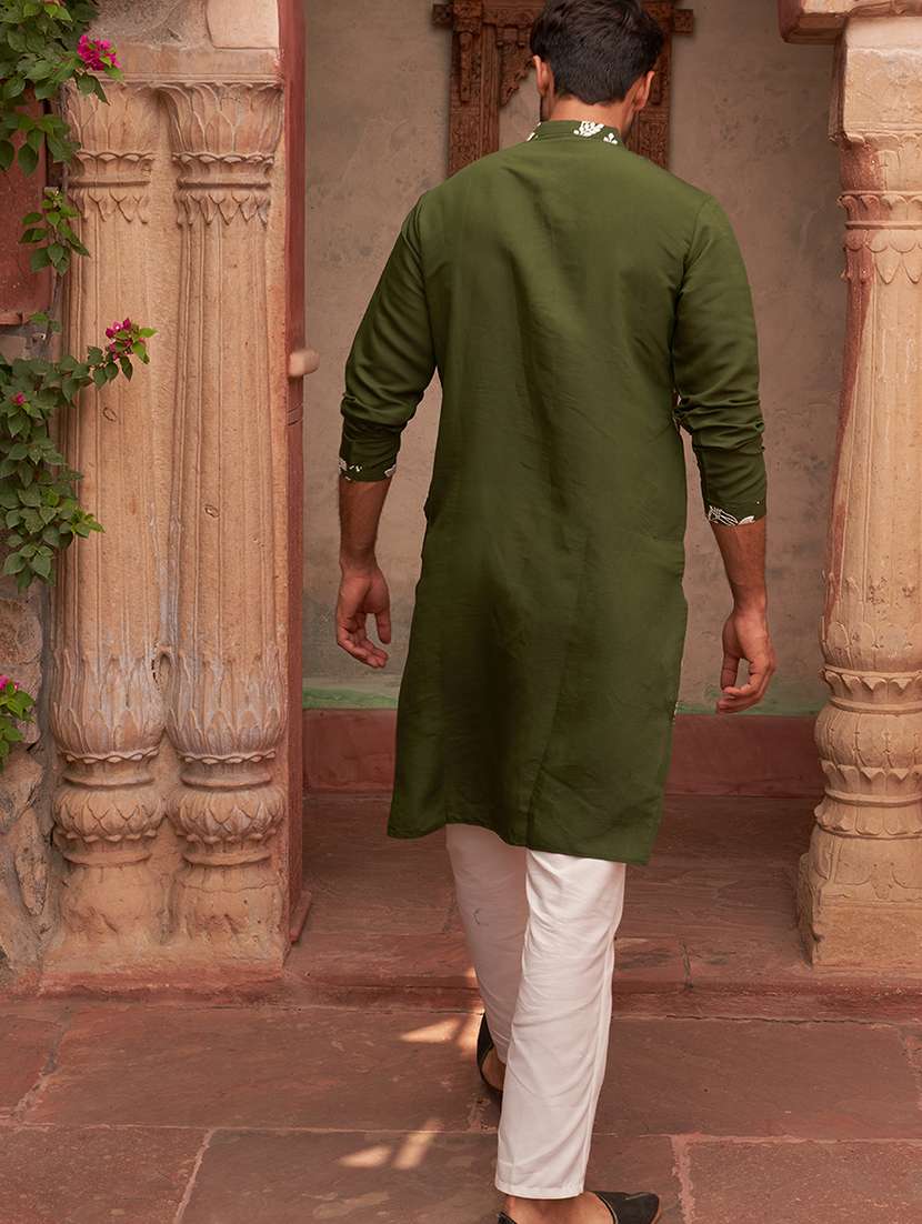 men embroidered long sleeve kurta and pyjama set - 21986001 -  Standard Image - 2