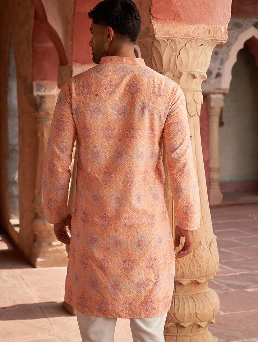 peach rayon kurta pyjama ethnic wear set - 21986009 - Standard Image - 2