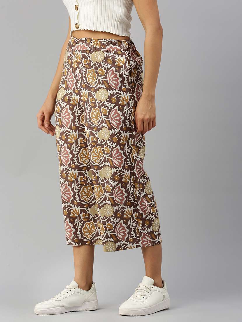 women brown printed mid rise culotte - 21986012 -  Standard Image - 2