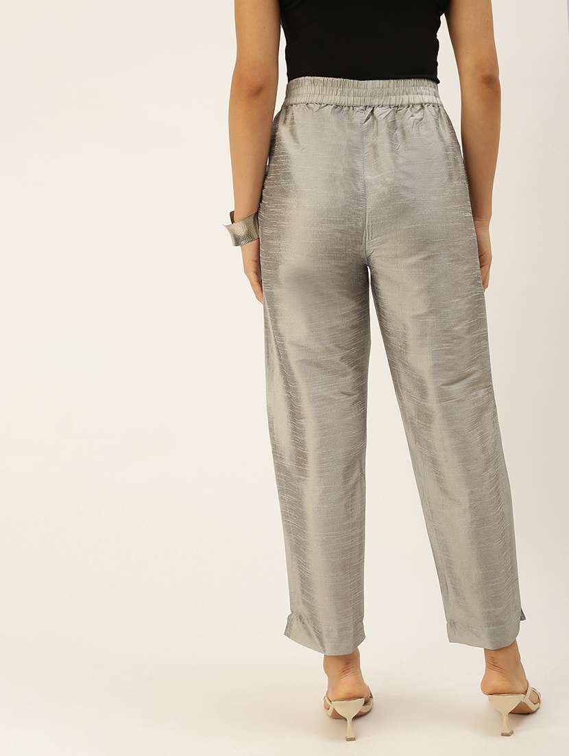 women grey solid mid rise tapered pant - 21986016 -  Standard Image - 2