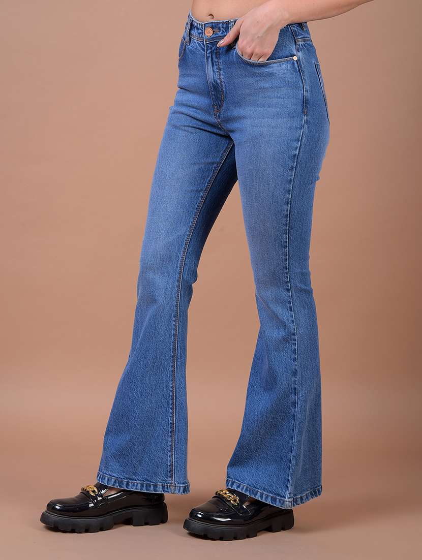 women solid mid rise bootcut jean - 21986043 - Standard Image - 2
