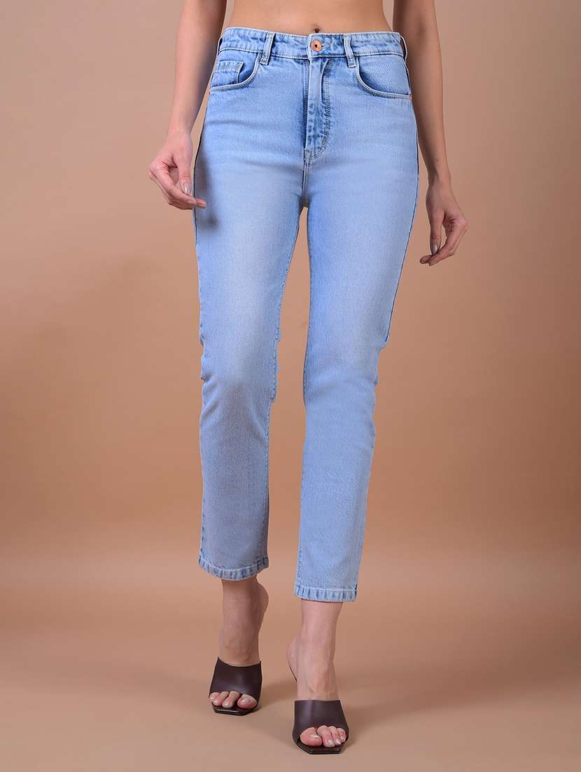 women solid mid rise slim fit jean