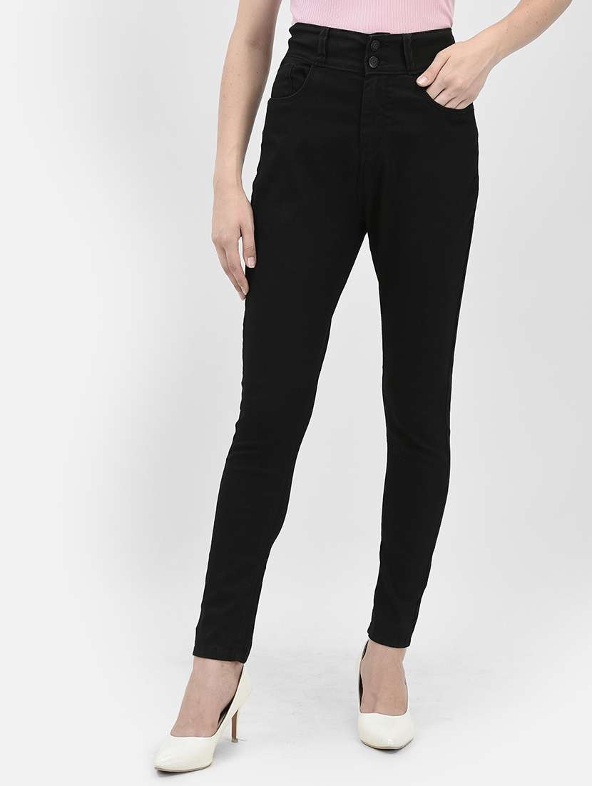 women solid high rise skinny jean