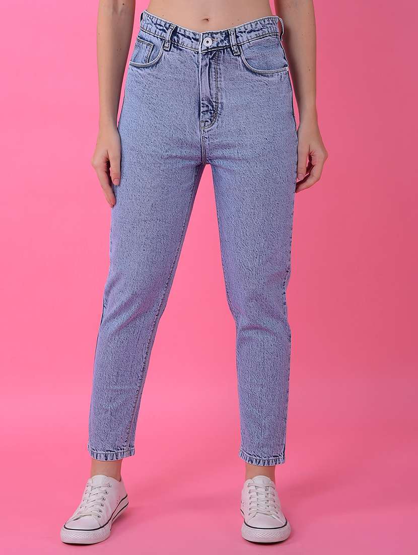 women solid mid rise slim fit jean