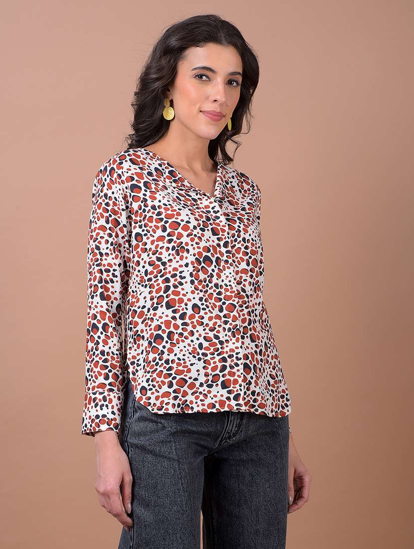 women printed long sleeve lapel collared shirt - 21986076 -  Standard Image - 2