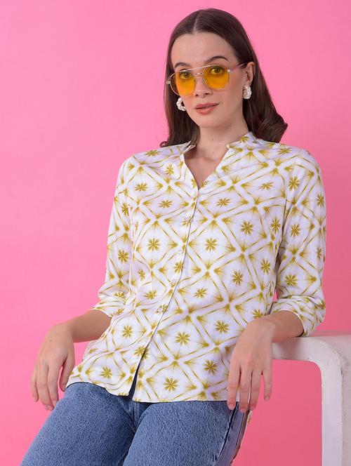 women printed three quarter sleeve shirt - 21986106 - Standard Image - 0