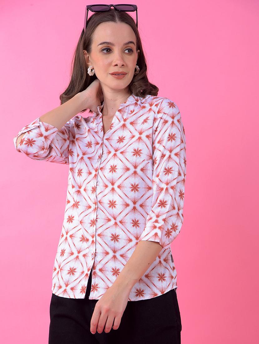 women printed three quarter sleeve shirt - 21986107 - Zoom Image - 0
