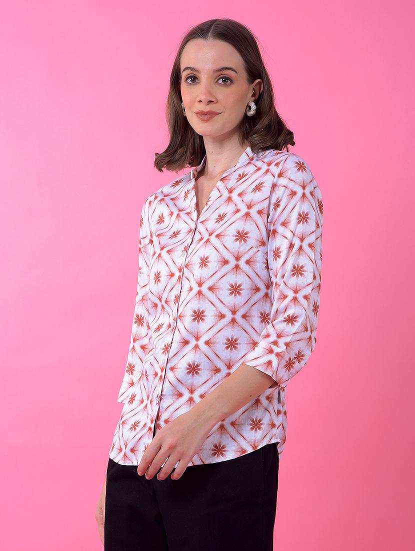 women printed three quarter sleeve shirt - 21986107 - Standard Image - 2