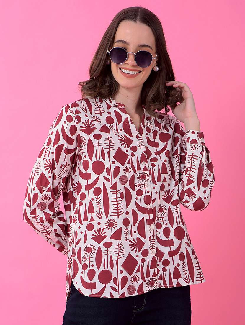 women printed long sleeve shirt 