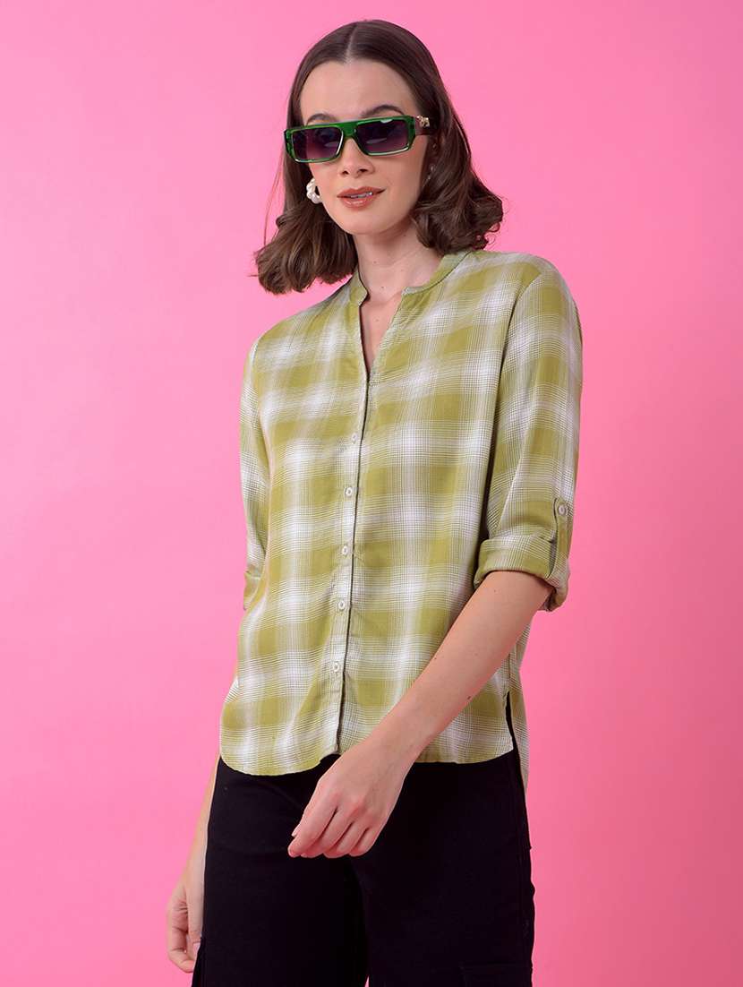 women checkered long sleeve shirt 