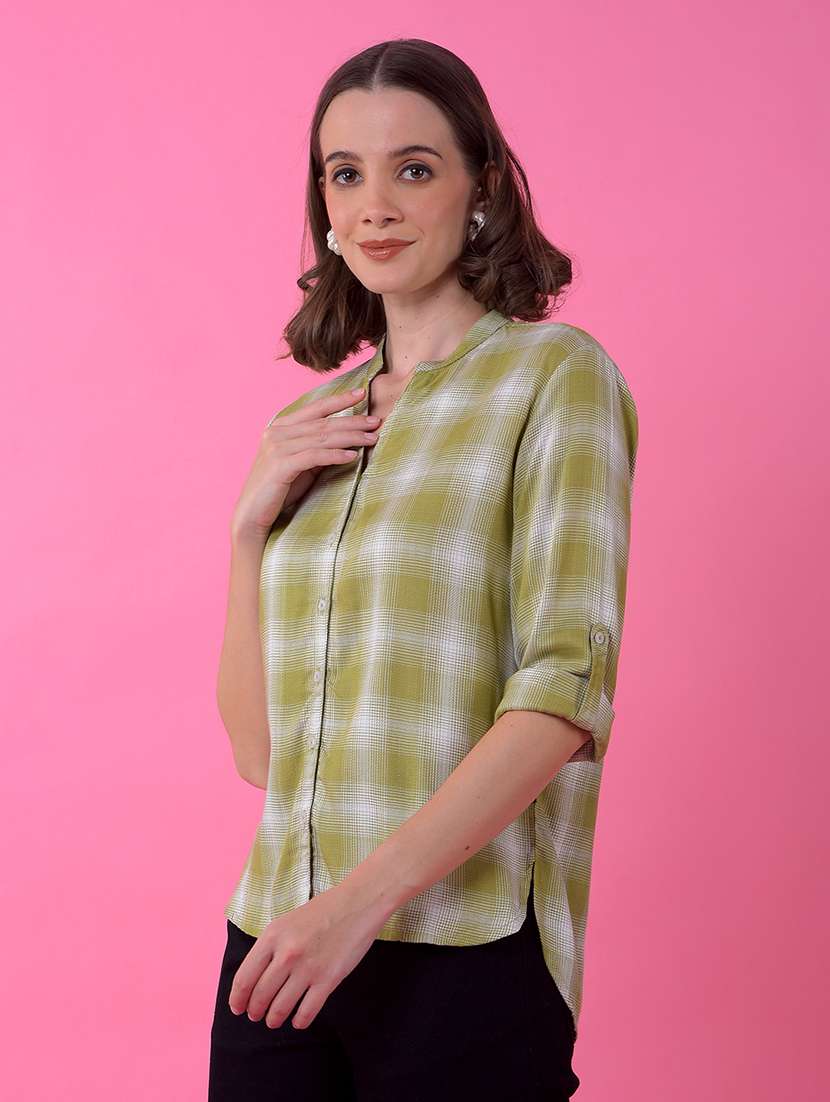 women checkered long sleeve shirt - 21986125 - Standard Image - 2