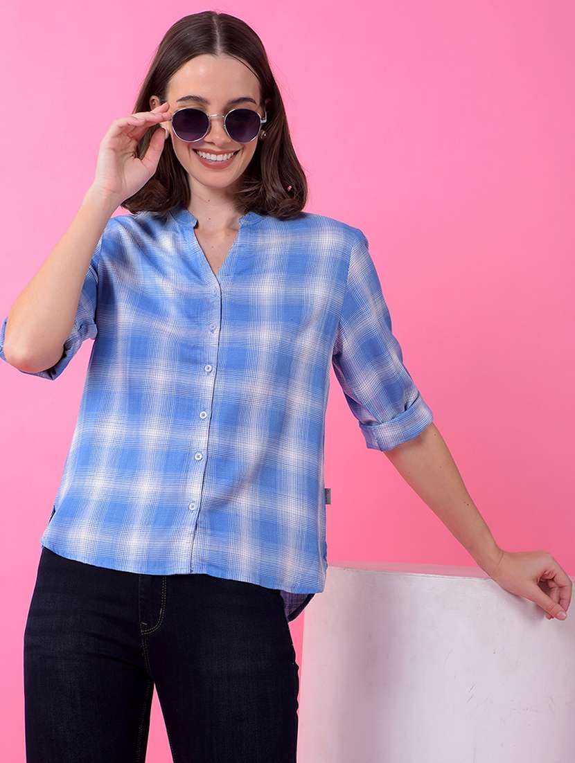 women checkered long sleeve shirt 