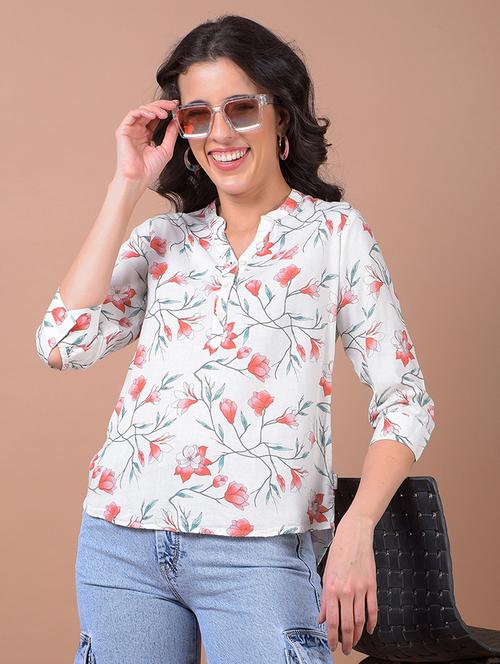 women floral print three quarter sleeve regular top - 21986130 - Standard Image - 0