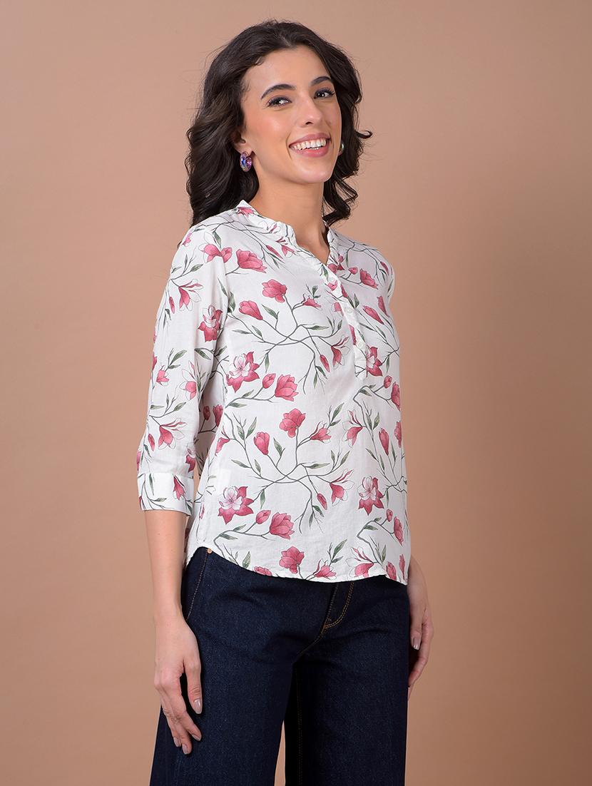 women floral print three quarter sleeve regular top - 21986131 - Standard Image - 2
