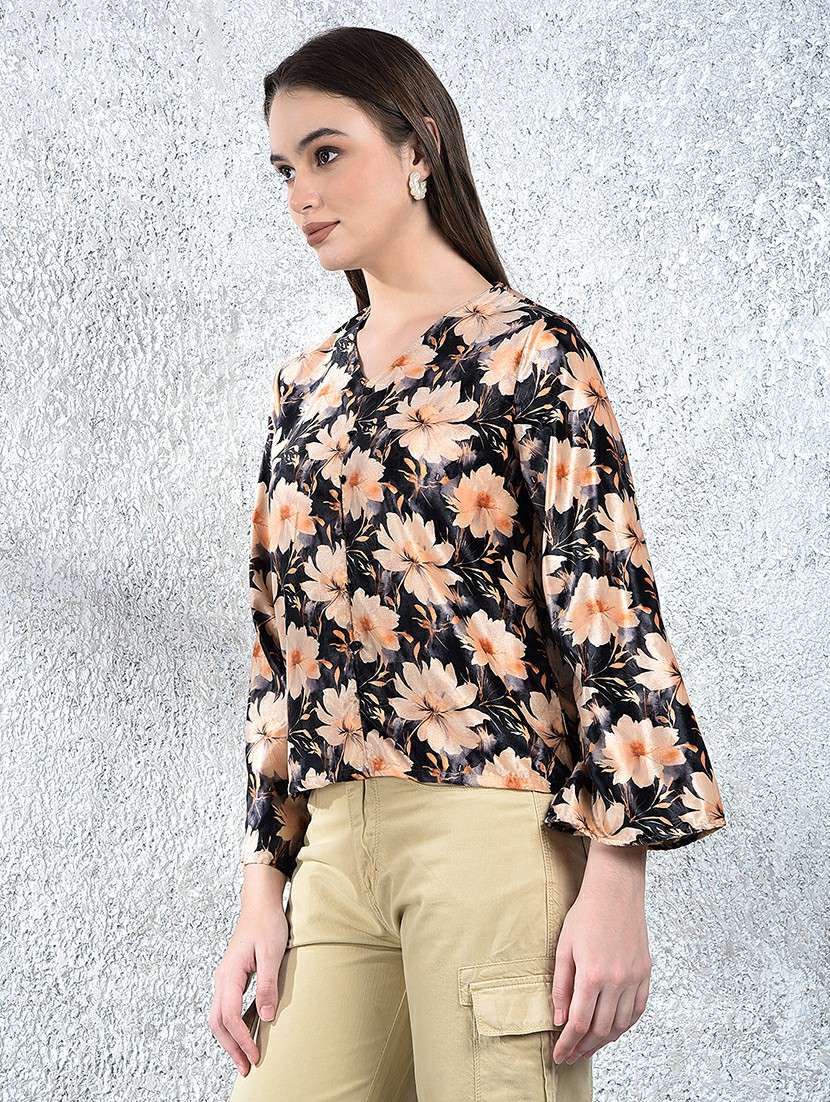 women floral print bell sleeve regular top - 21986146 -  Standard Image - 2