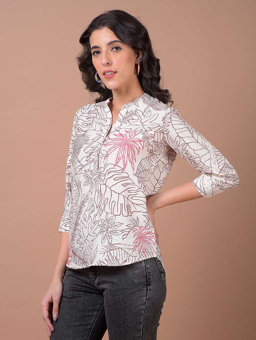 women printed three quarter sleeve regular top - 21986151 - Standard Image - 2