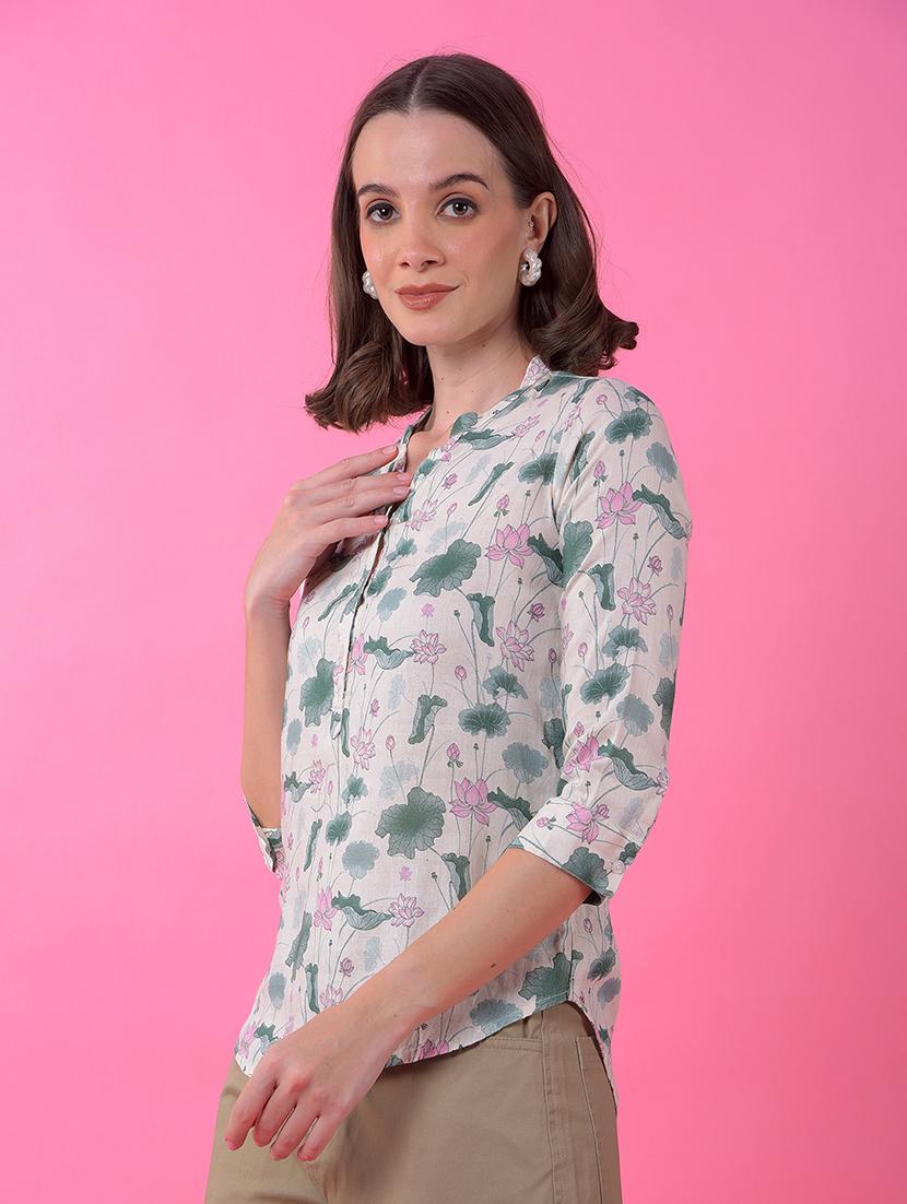 women floral print three quarter sleeve regular top - 21986161 - Standard Image - 2