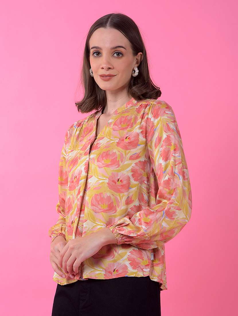 women floral print long sleeve regular top - 21986163 - Standard Image - 2