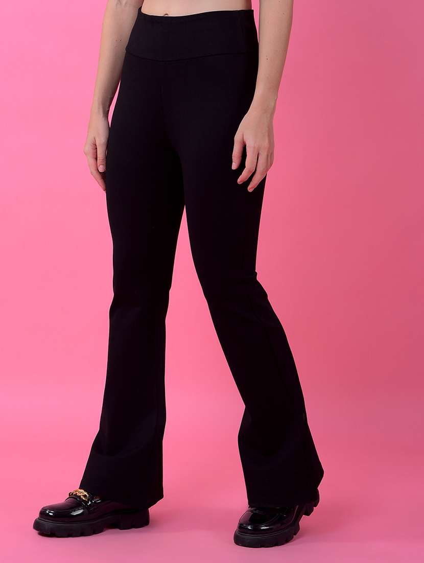 women solid high rise bootcut trouser - 21986178 -  Standard Image - 2