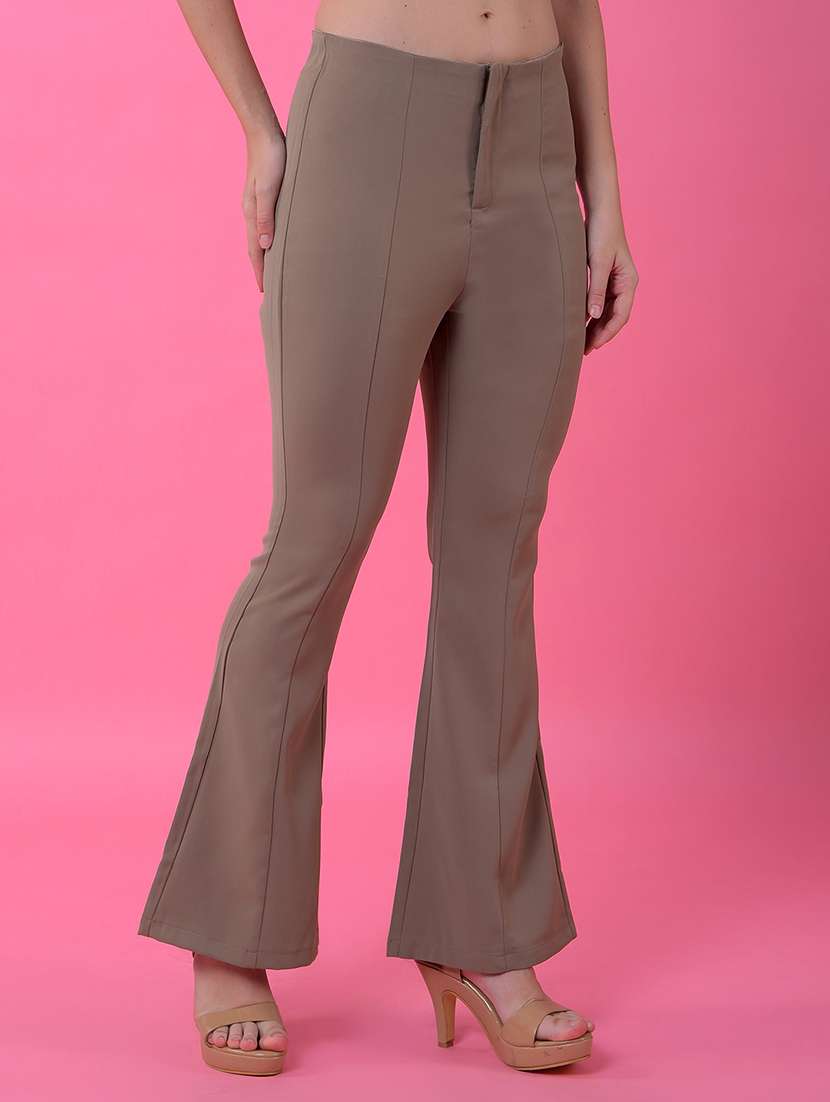 women solid mid rise bootcut trouser - 21986186 -  Standard Image - 2