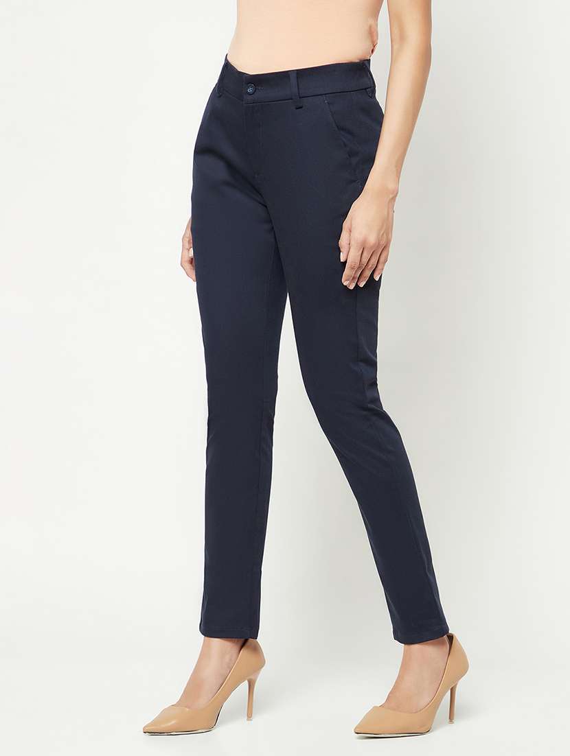 women solid mid rise cigarette pants - 21986190 -  Standard Image - 2