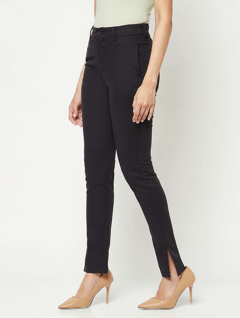 women solid mid rise bootcut trouser - 21986192 - Standard Image - 2