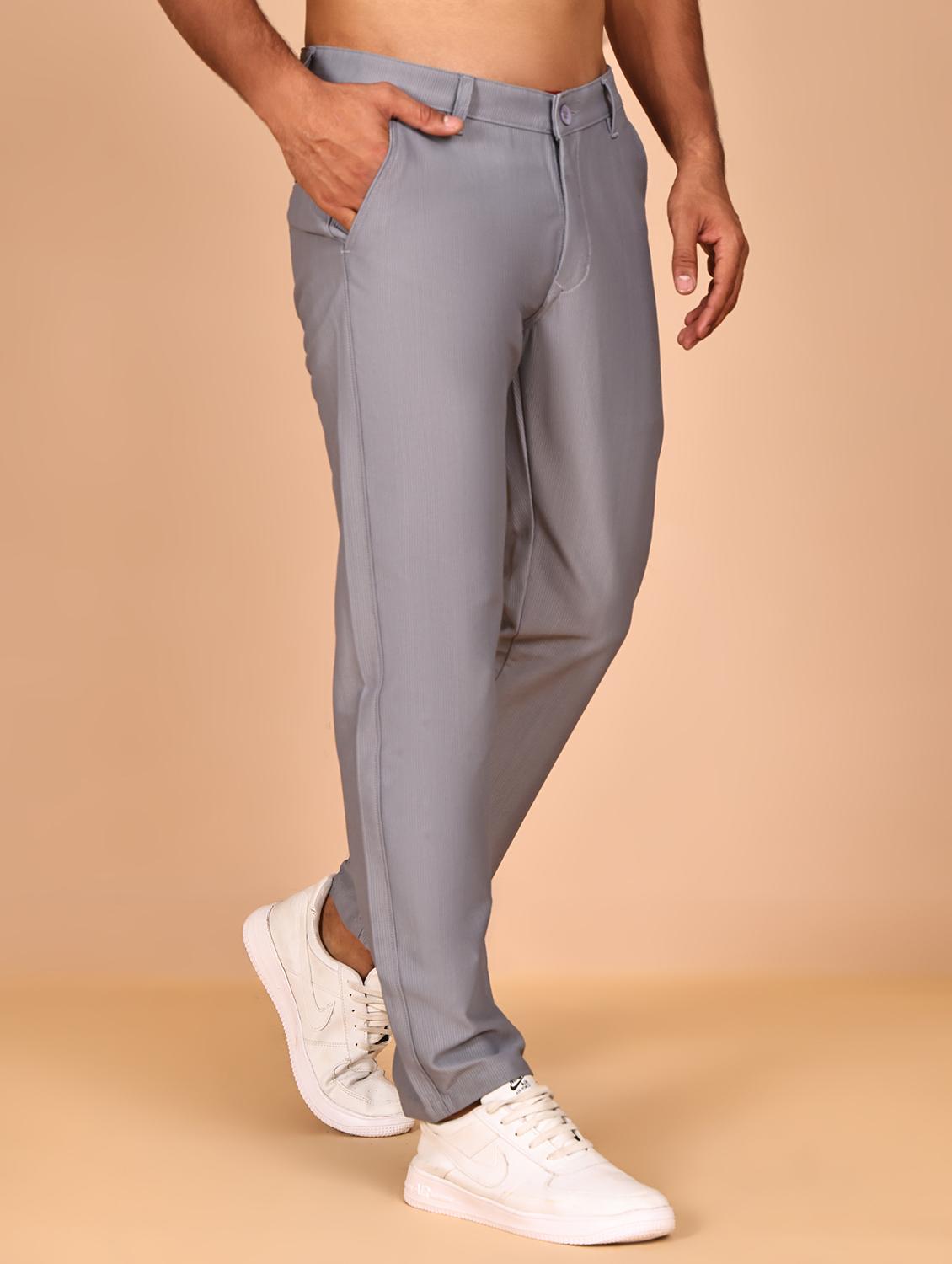 black cotton flat front casual trousers - 21986194 - Standard Image - 2