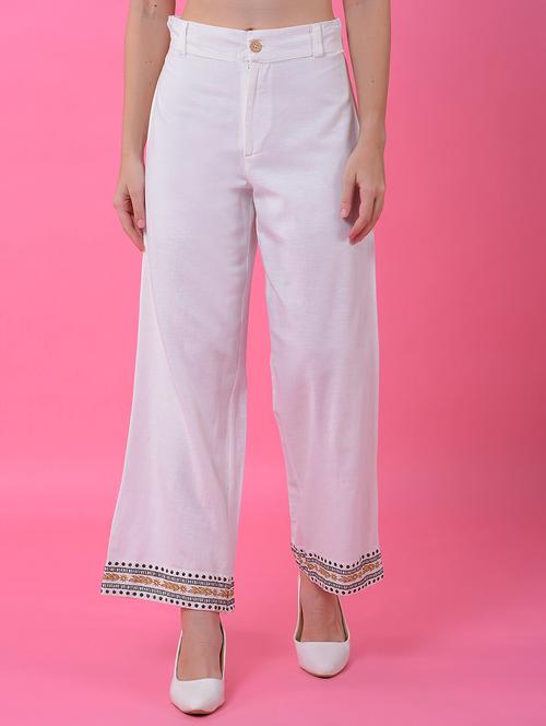women solid high rise wide leg trouser - 21986196 - Standard Image - 0