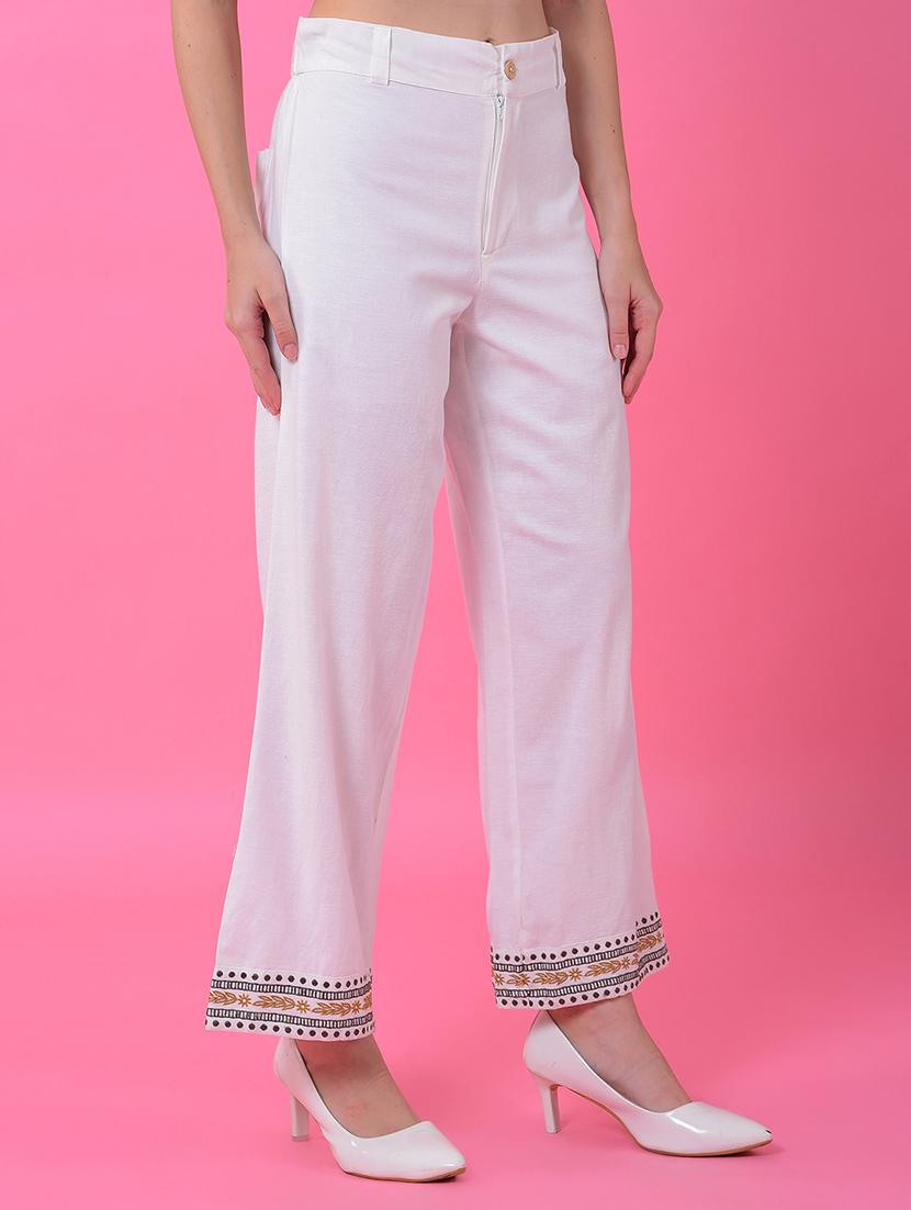 women solid high rise wide leg trouser - 21986196 - Standard Image - 2