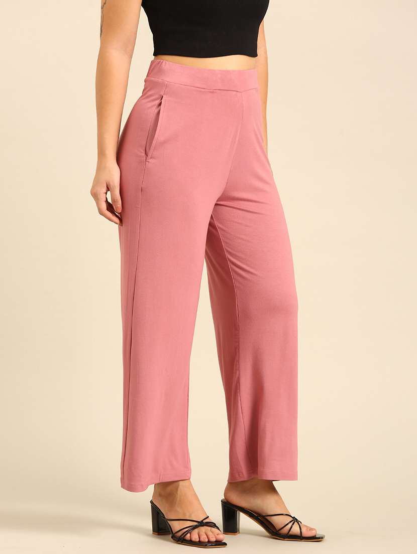 women pink high rise straight fit trouser - 21986251 -  Standard Image - 2