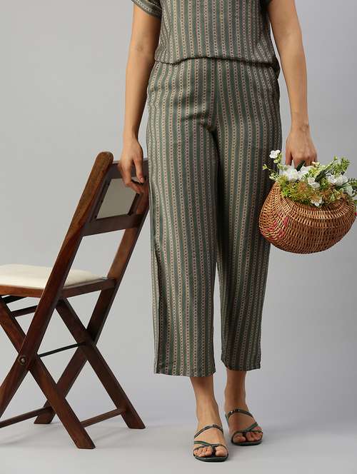 women geometric print mid rise straight palazzo - 21986258 -  Standard Image - 0