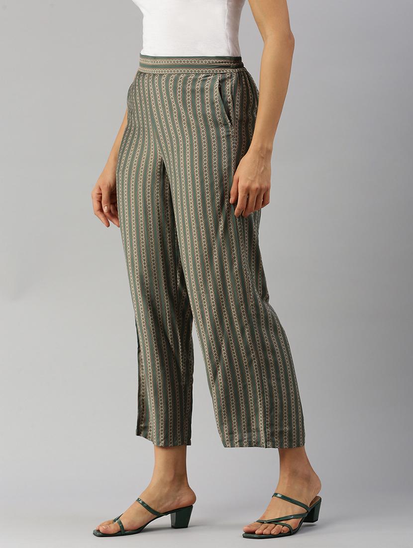 women geometric print mid rise straight palazzo - 21986258 - Standard Image - 2