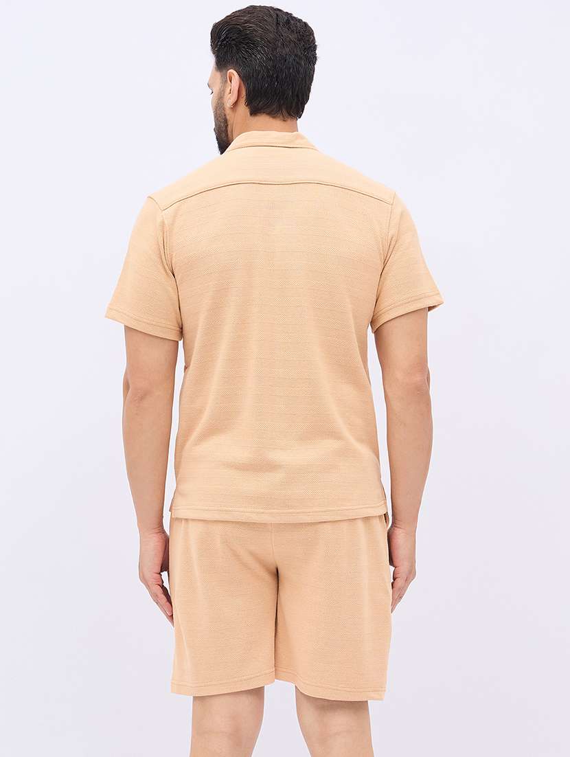 men solid shirt and shorts co-ord set - 21986264 -  Standard Image - 2